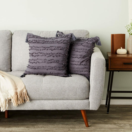 Farmlyn Creek Striped Grey Throw Pillow Covers 20x20 2 Pack