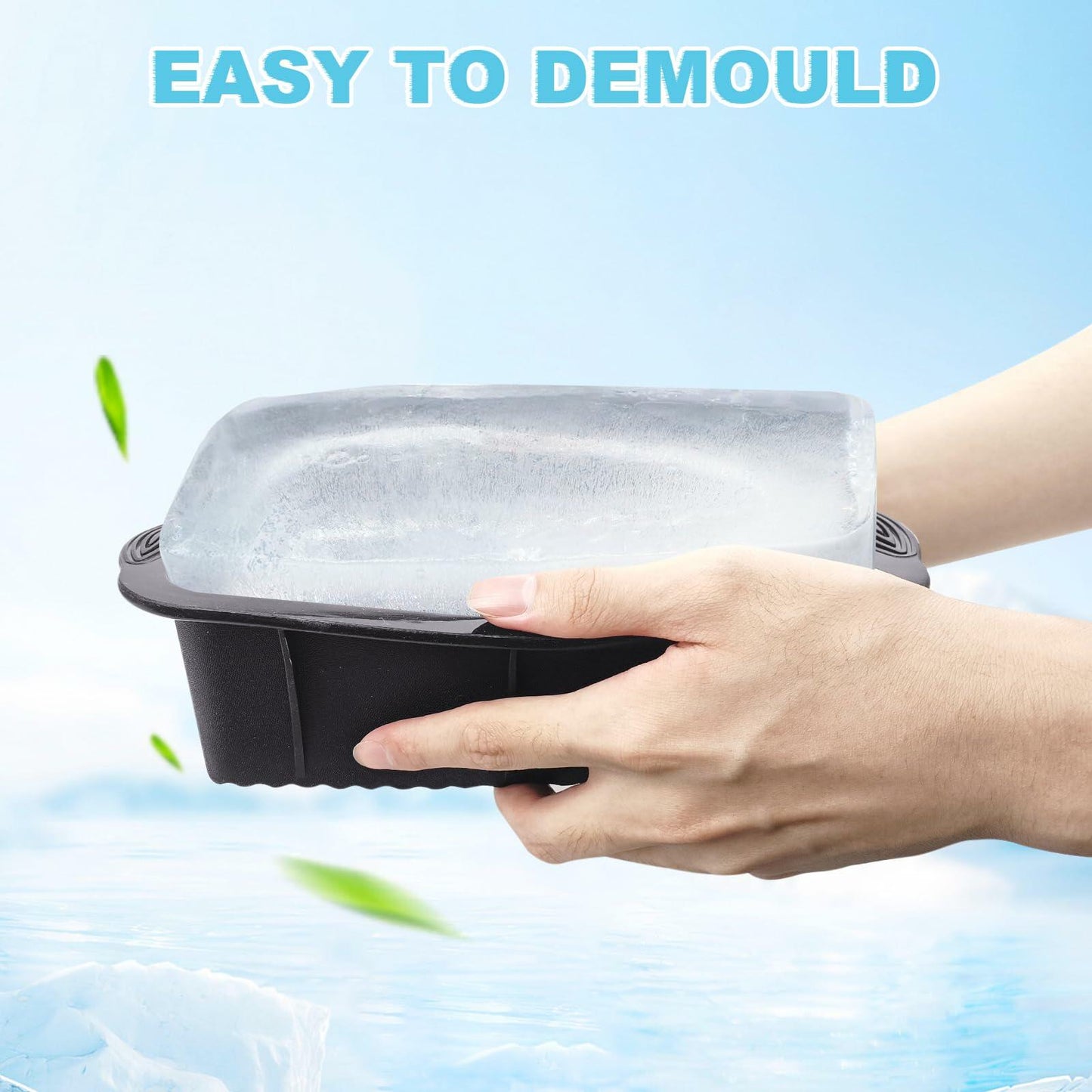 POUYRBA 2pcs Extra Large 6LB Blue Silicone Ice Block Mold for Ice Bath
