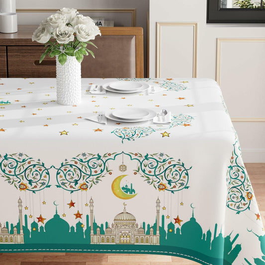 BOTB LIHM Eid Al-Fitr Ramadan Tablecloth 60x84" Stars & Moons Rectangle