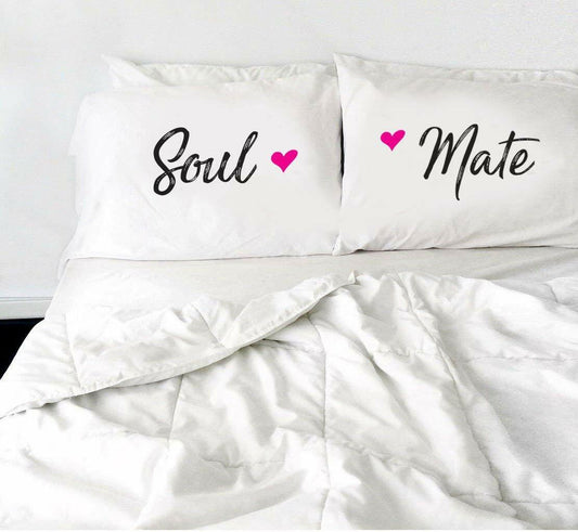 Soul Mate Satin Pillow Covers Set of 2 – Couple Long Distance Gift
