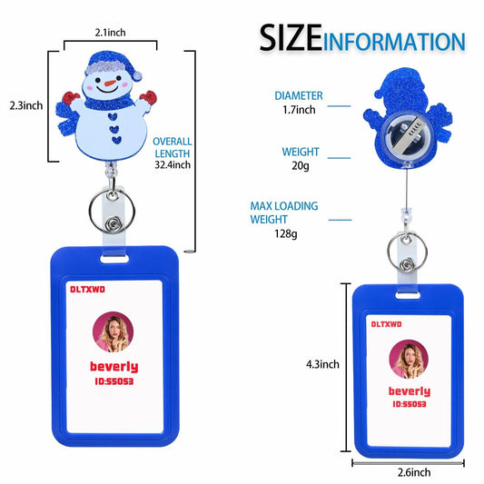 Easter Nurse Retractable Badge Holder Snowman Clip Hard Plastic Reel