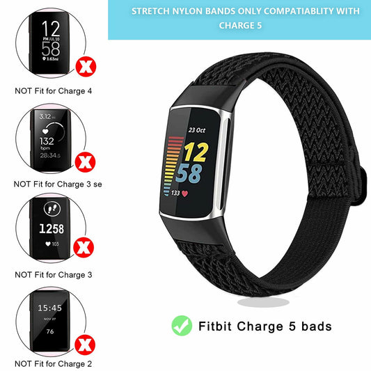 Yibcaiic Adjustable Stretchy Bands Compatible Fitbit Charge 5 Wristbands