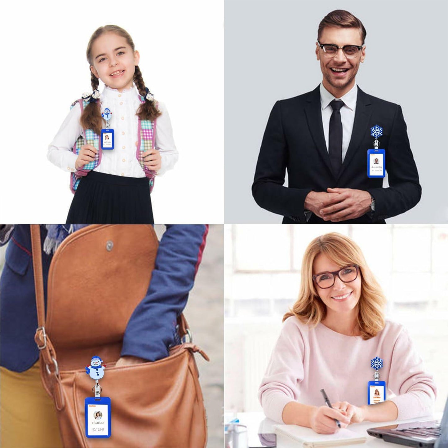 Easter Nurse Retractable Badge Holder Snowman Clip Hard Plastic Reel