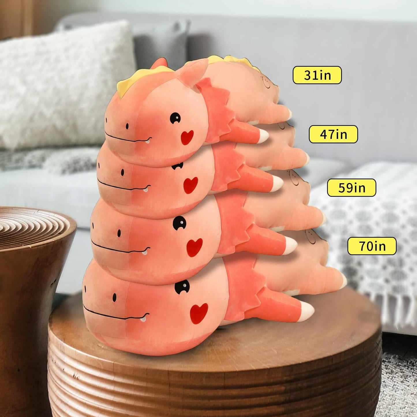 Axolotl Plush Toy Soft Stuffed Animal Dinosaur Pillow Green 47 inch