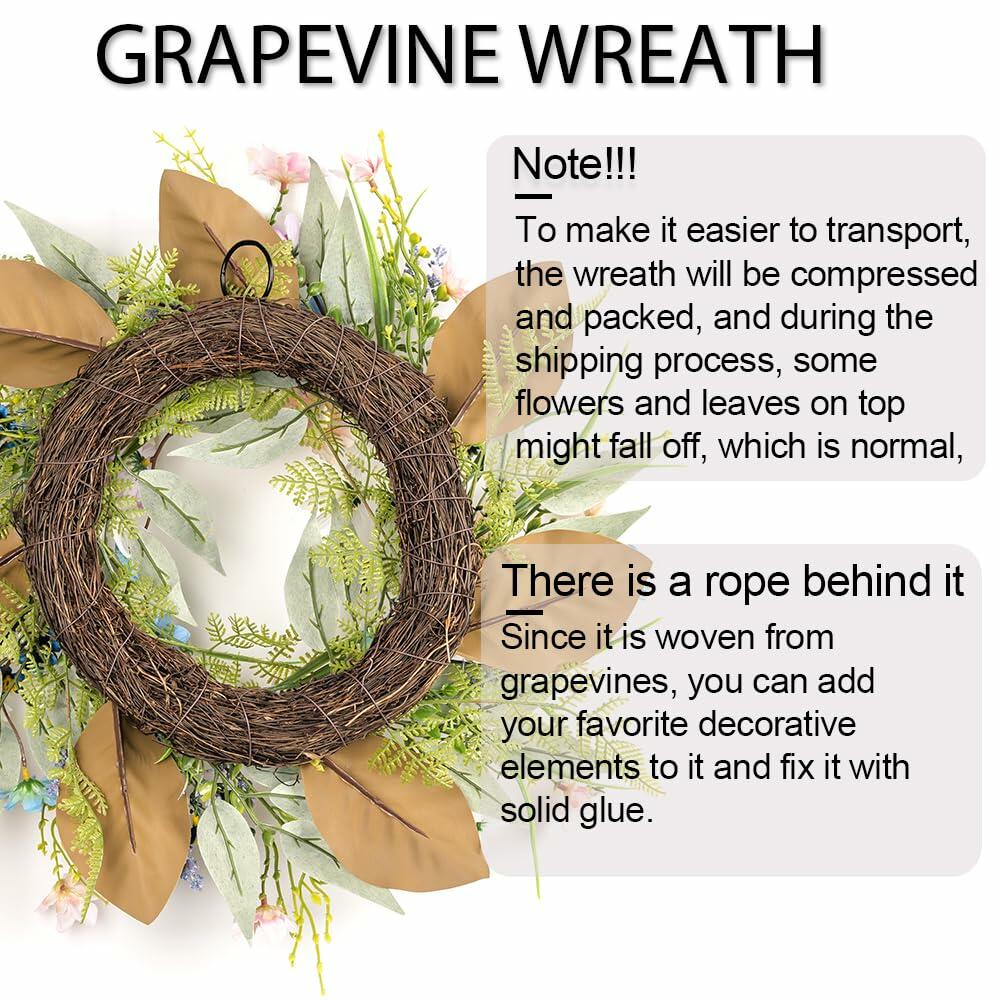 20" Eucalyptus Front Door Wreath Green All Seasons Porch Window Decor