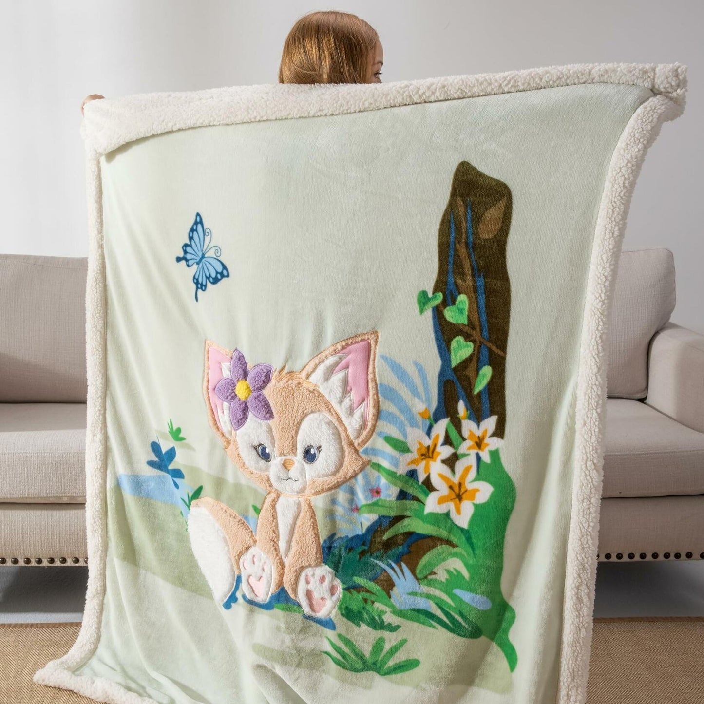 COSUSKET Kids LinaBell 3D Embroidery Sherpa Throw Blanket 50x60in
