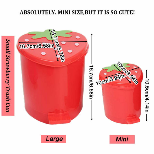 BxuxJar Strawberry 1 Gallon Trash Can w/0.3G Mini Can & 5 Garbage Bags