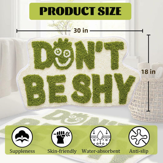 Blkjsgly 18x30 Cute Non-Slip Plush Bath Mat Green White Soft Absorbent