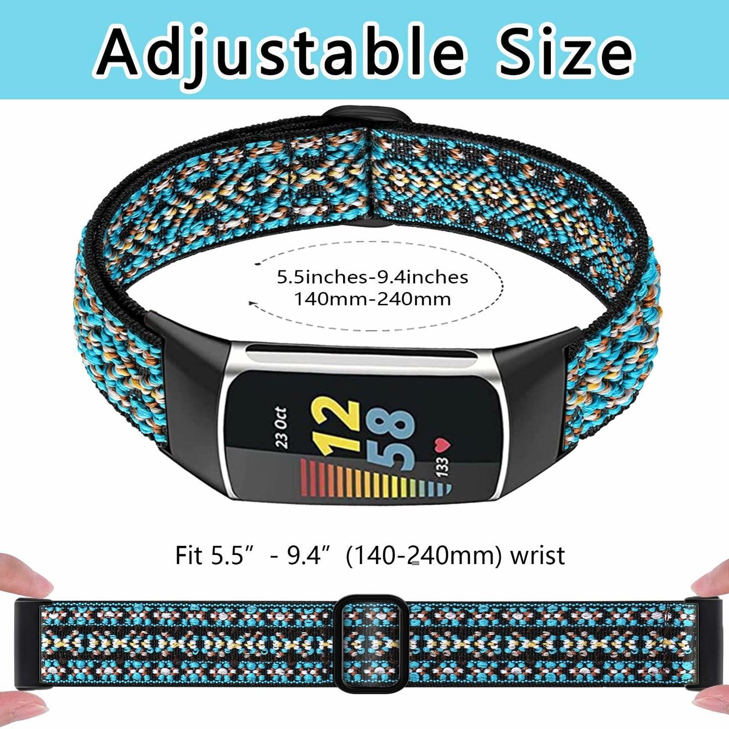 Yibcaiic Adjustable Stretchy Bands Compatible Fitbit Charge 5 Wristbands