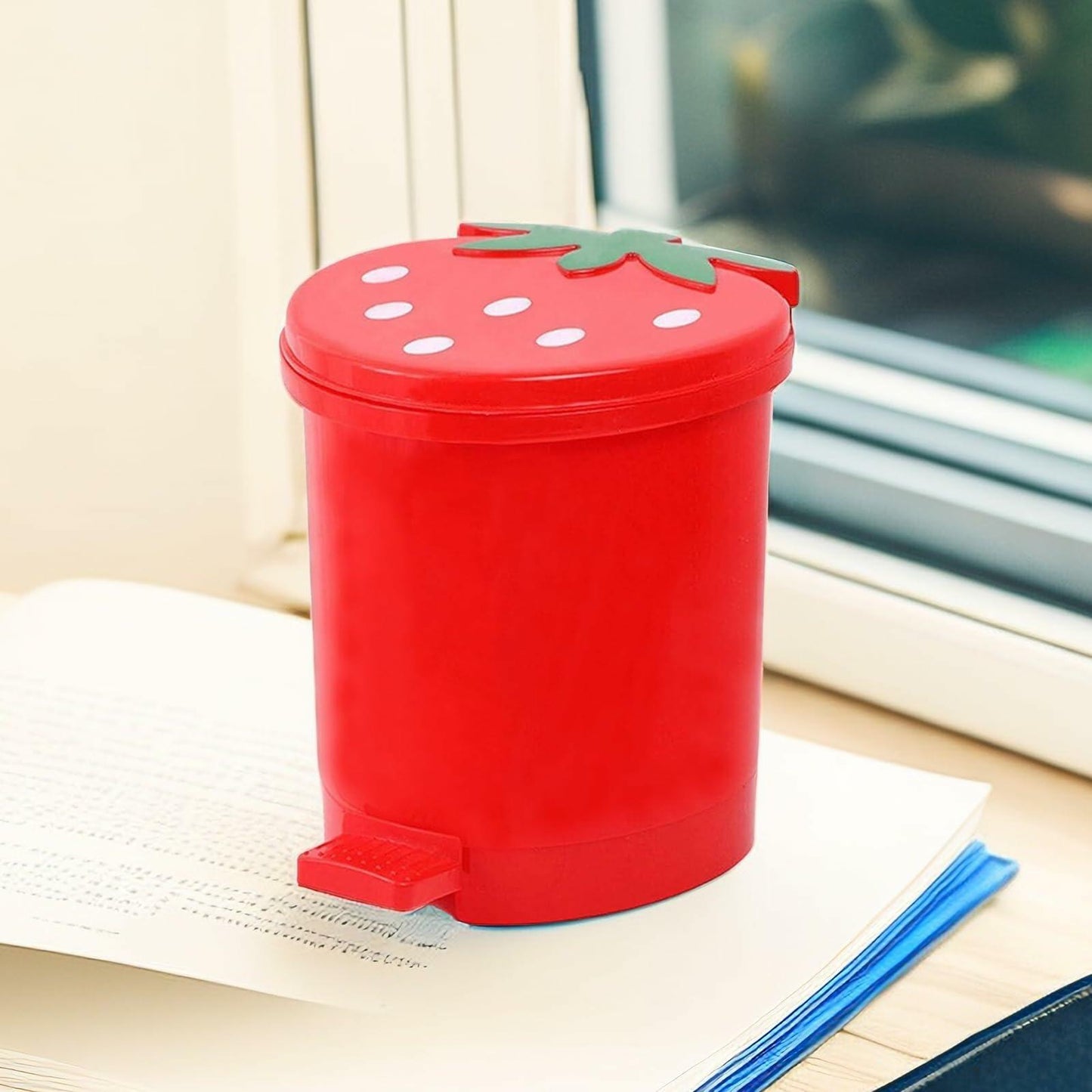 BxuxJar Strawberry 1 Gallon Trash Can w/0.3G Mini Can & 5 Garbage Bags