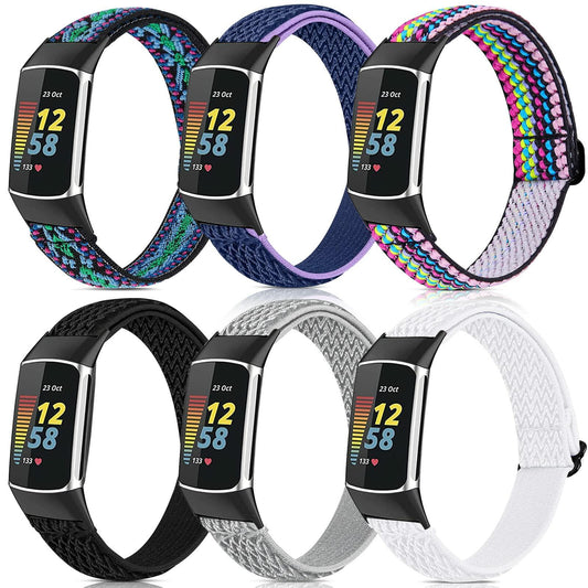 Yibcaiic Adjustable Stretchy Bands Compatible Fitbit Charge 5 Wristbands