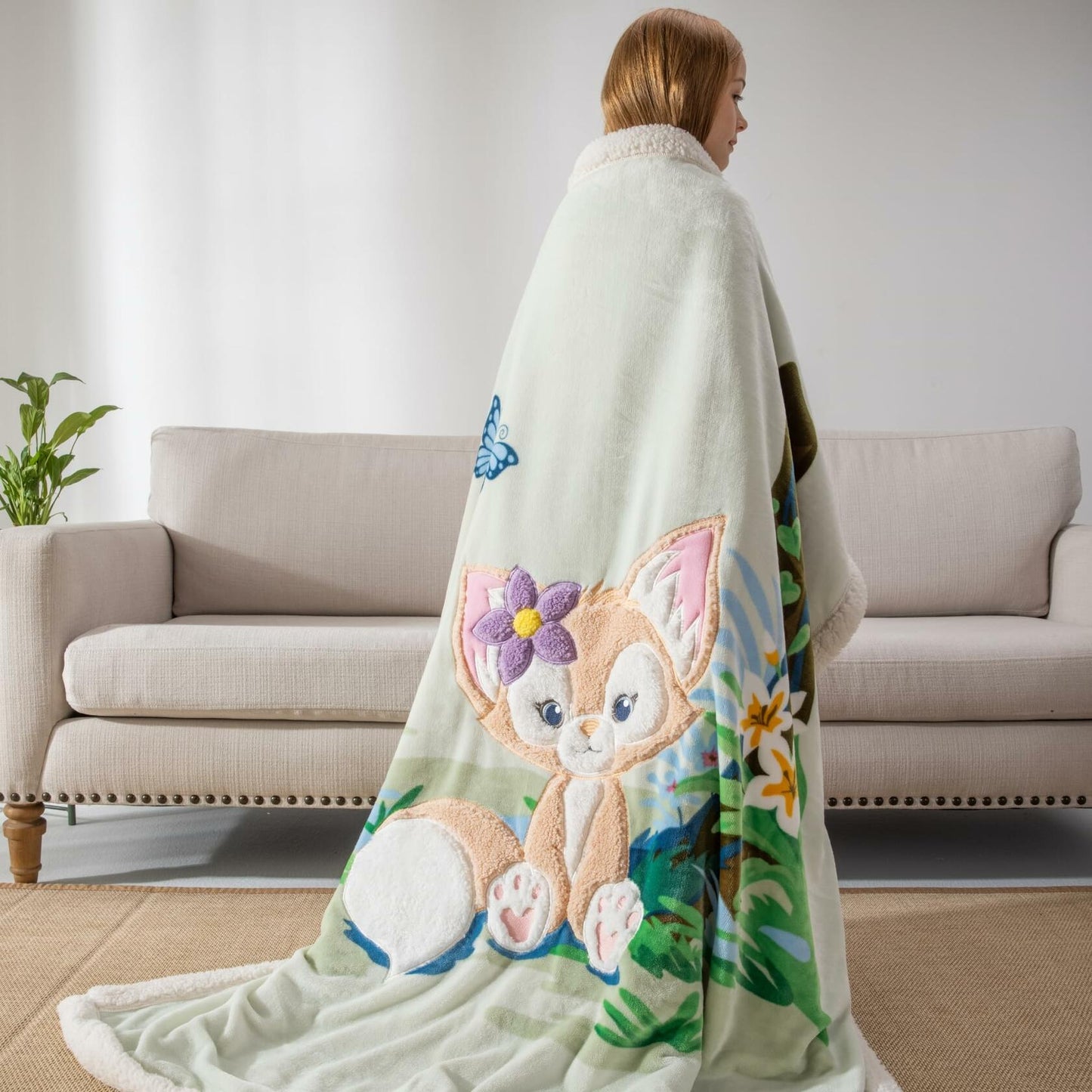 COSUSKET Kids LinaBell 3D Embroidery Sherpa Throw Blanket 50x60in