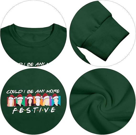 FASHGL Christmas Friends Sweatshirt Women Long Sleeve Green, XL