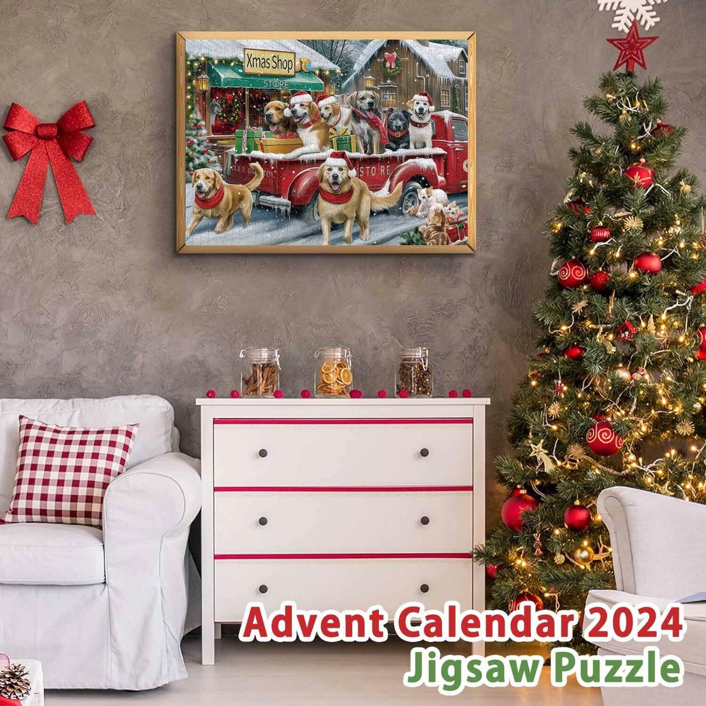Advent Calendar 2024 Jigsaw Puzzle 1008pcs Dogs & Cats Christmas Gift