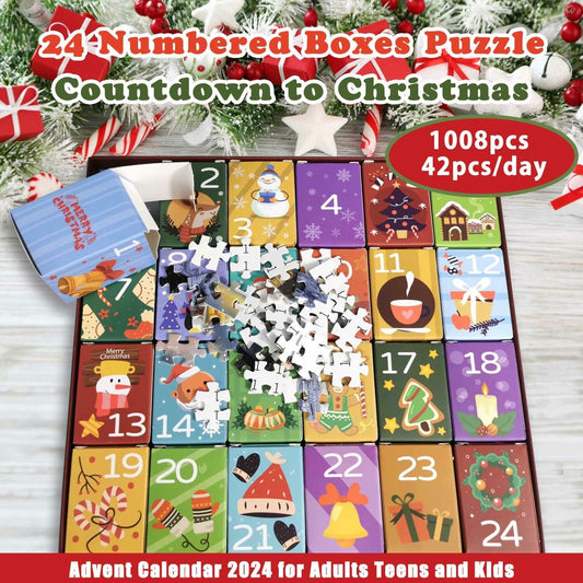 Advent Calendar 2024 Jigsaw Puzzle 1008pcs Dogs & Cats Christmas Gift
