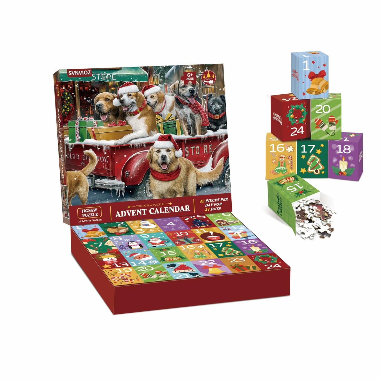 Advent Calendar 2024 Jigsaw Puzzle 1008pcs Dogs & Cats Christmas Gift