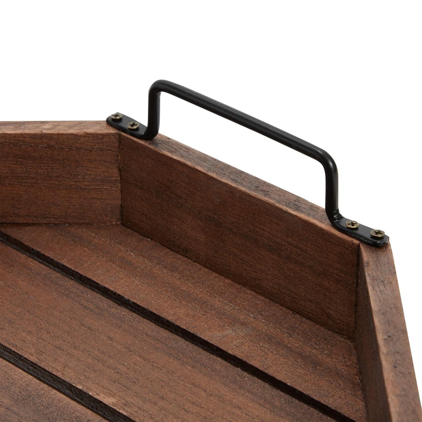 Farmlyn Creek Rustic Wooden Serving Tray Metal Handles 11.75x11.75x2.75in