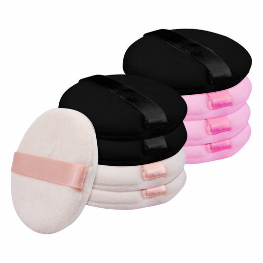 Flytianmy 9Pcs 2.16" Round Face Makeup Powder Puffs Black Nude Pink