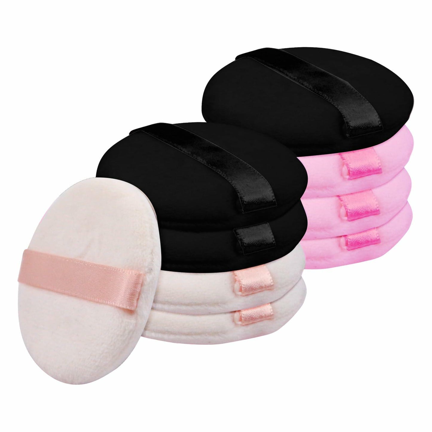 Flytianmy 9Pcs 2.16" Round Face Makeup Powder Puffs Black Nude Pink