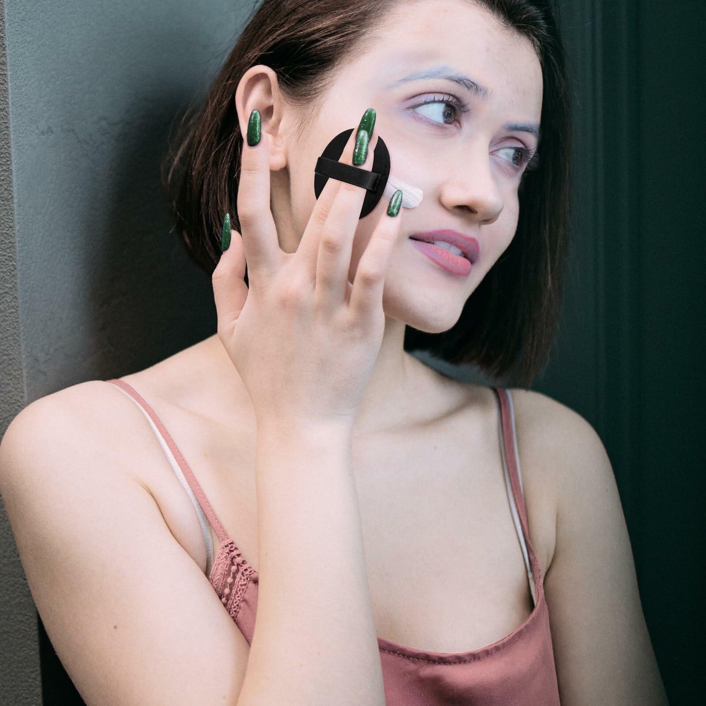 Flytianmy 9Pcs 2.16" Round Face Makeup Powder Puffs Black Nude Pink