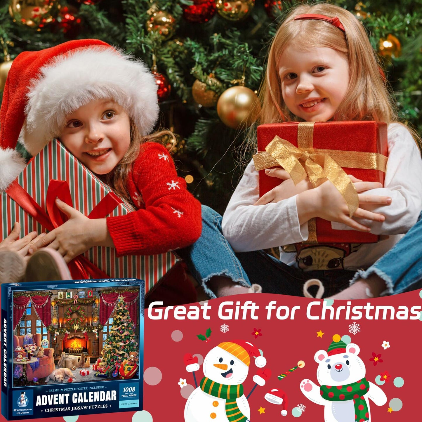 Christmas Puzzle Advent Calendar 2025 Fireplace 1008 Pieces 24 Parts