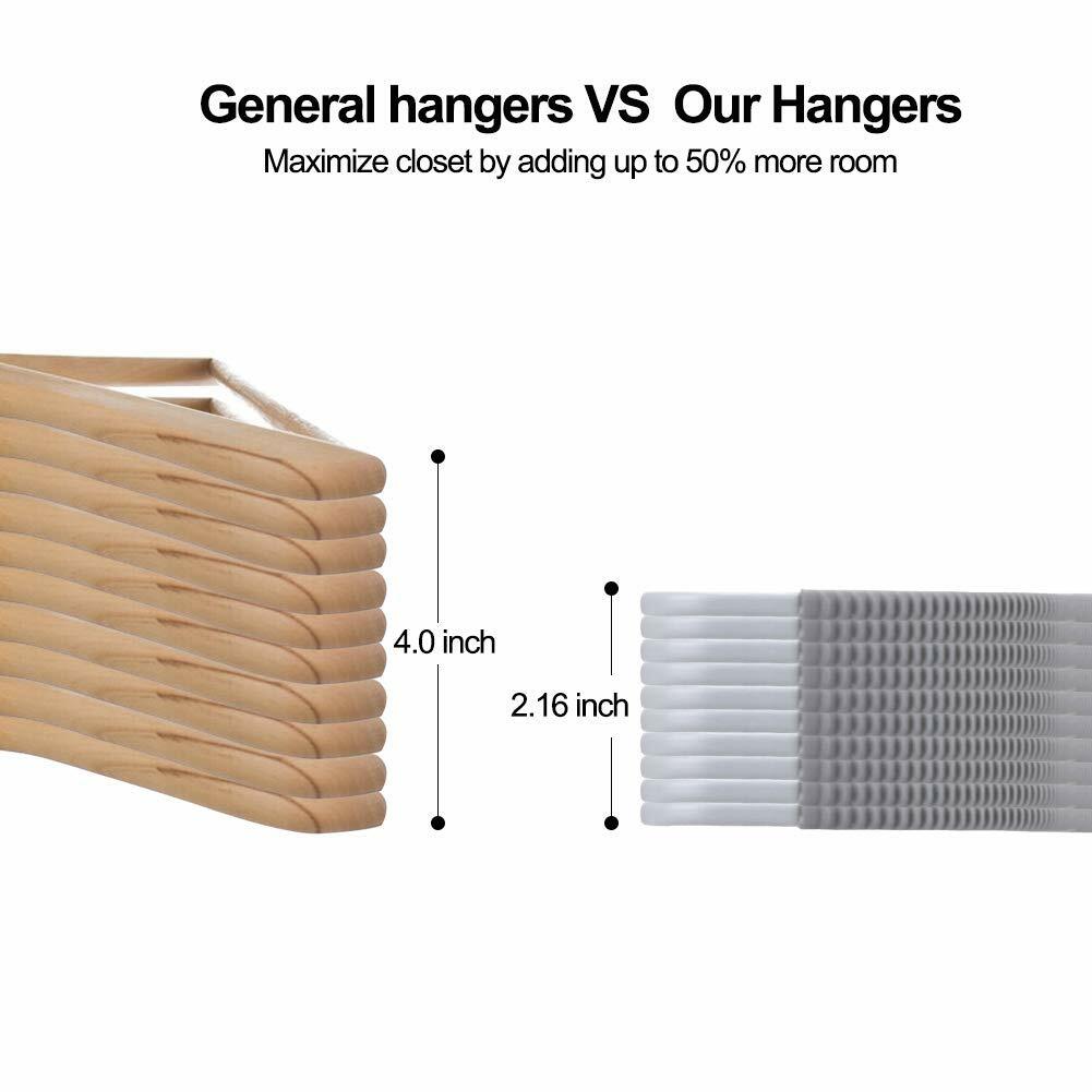 OIKA Plastic Hangers with Tie Rack 16.5in Heavy Duty Non-Slip 30 Pack