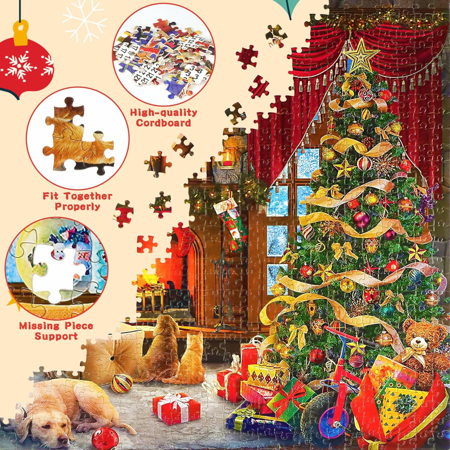 Christmas Puzzle Advent Calendar 2025 Fireplace 1008 Pieces 24 Parts
