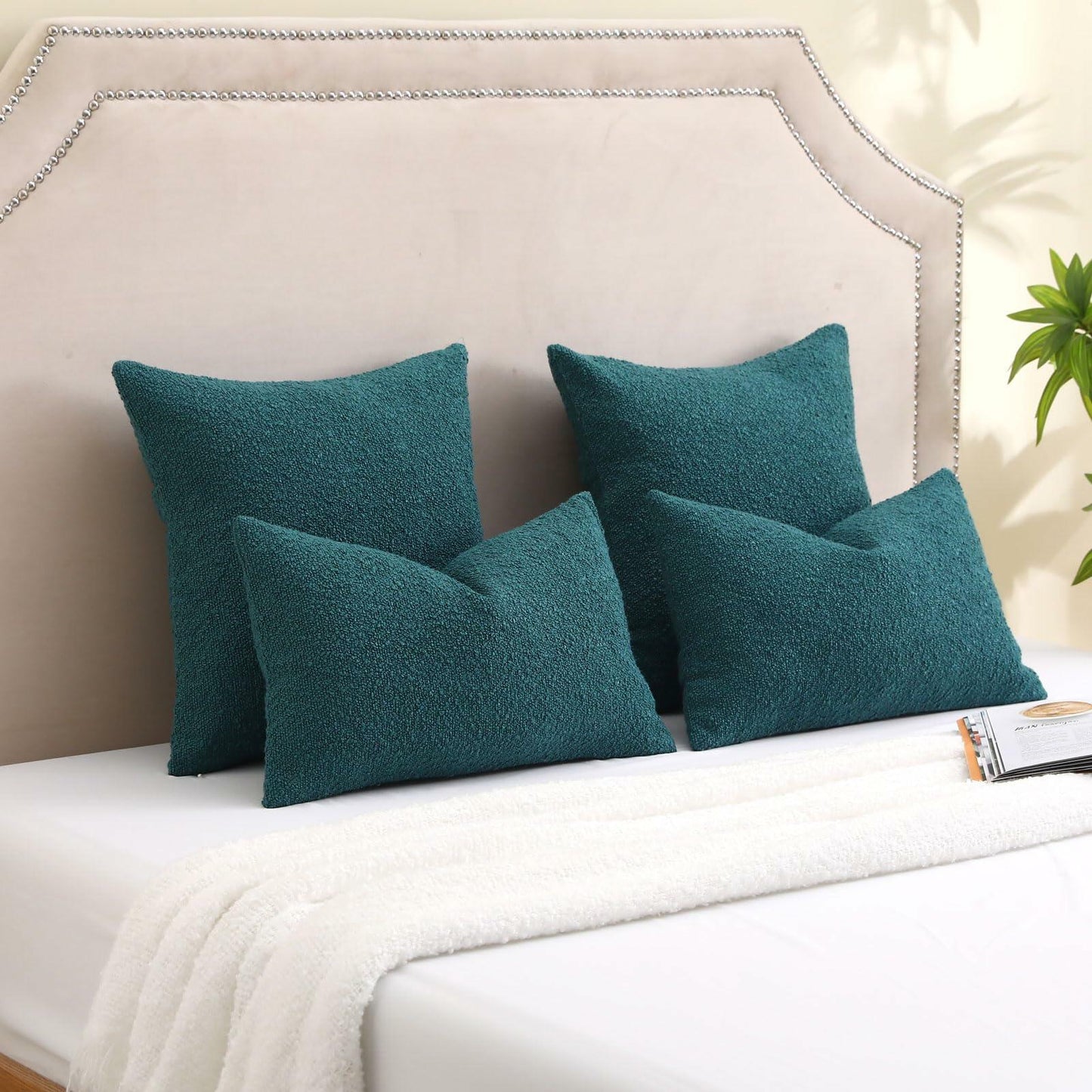FUTEI Teal Green Decorative Throw Pillow Covers 16x16 Inch Pack of 2