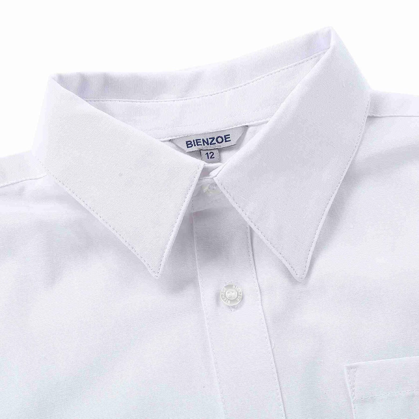 Bienzoe Boys Long Sleeve Button Down Shirt White Size 14