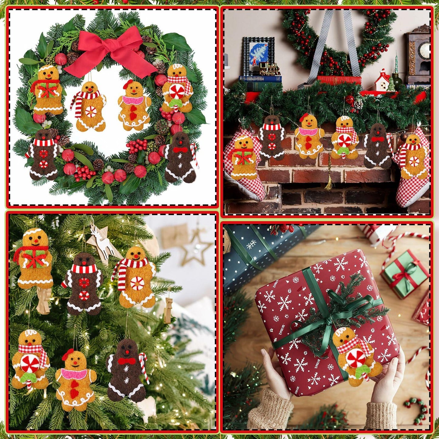Fanfanwin Gingerbread Man Ornaments Brown 5.12in 6 Pcs Christmas Decor
