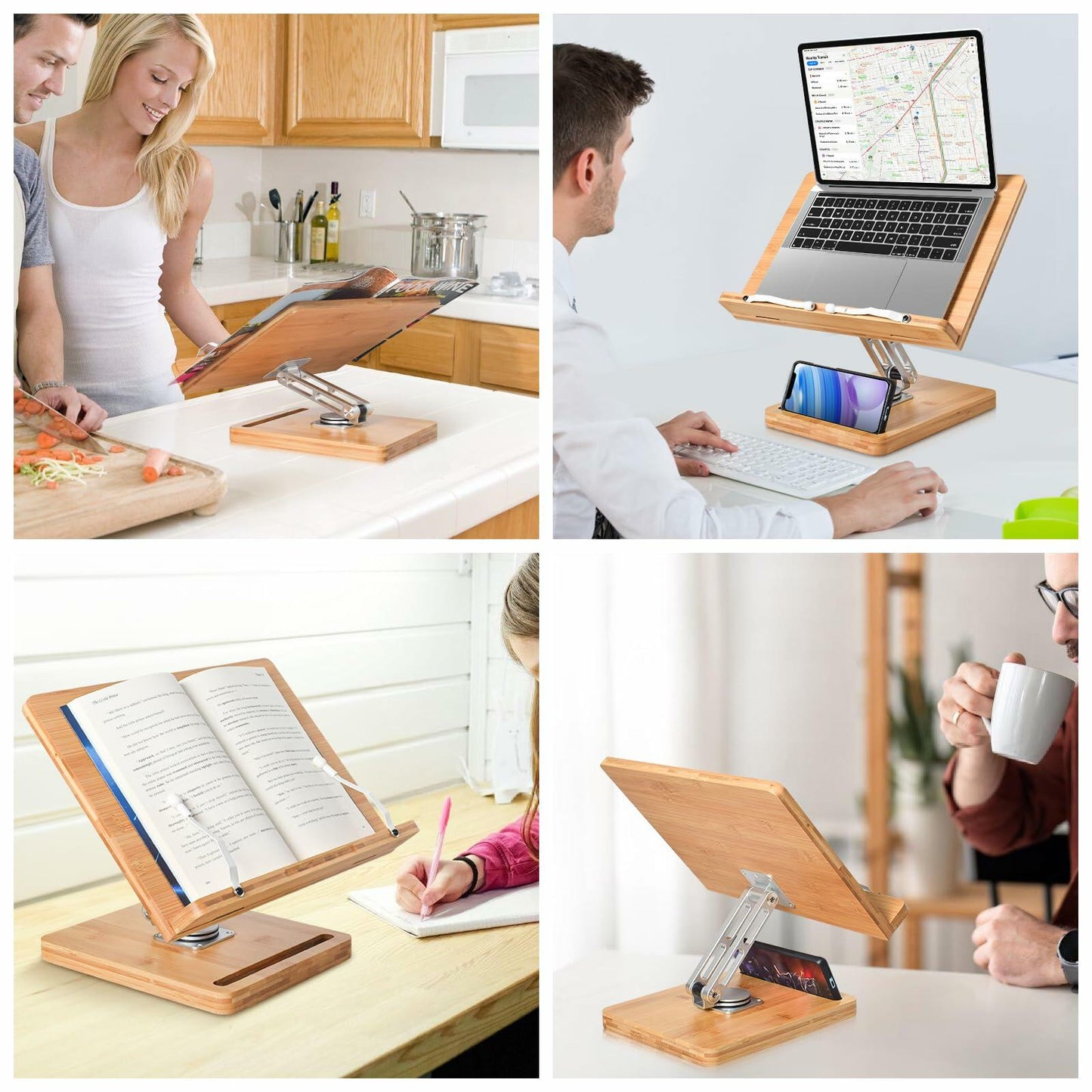 Crocqett Large Foldable Book Stand 13.38x9.4in Clear with Phone Slot