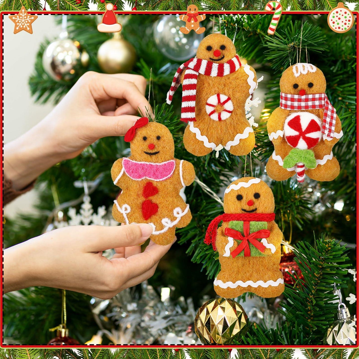 Fanfanwin Gingerbread Man Ornaments Brown 5.12in 6 Pcs Christmas Decor