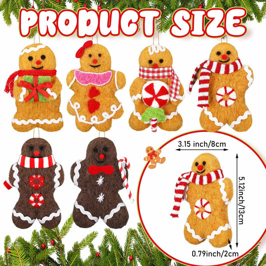 Fanfanwin Gingerbread Man Ornaments Brown 5.12in 6 Pcs Christmas Decor