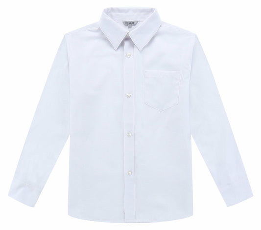 Bienzoe Boys Long Sleeve Button Down Shirt White Size 14