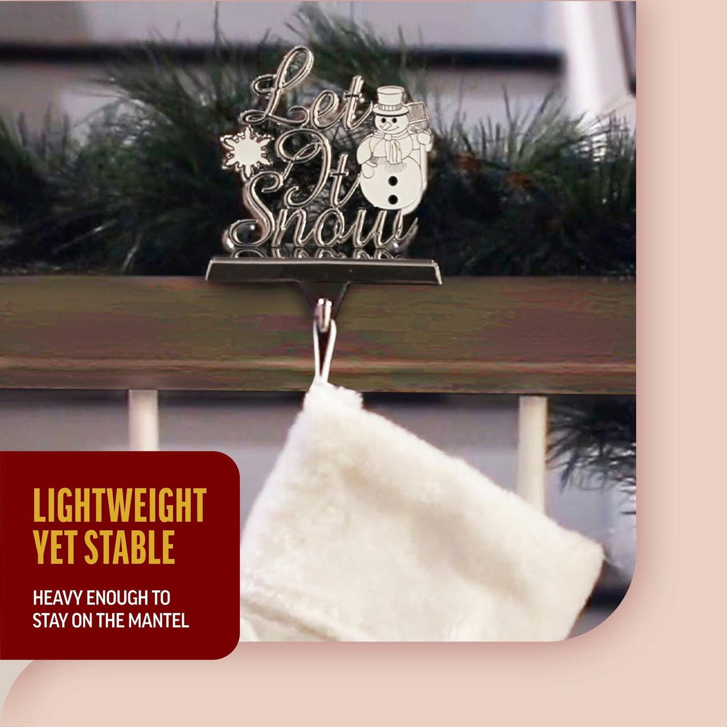 Klikel Metal Christmas Stocking Holder White Snowflake Snowman MPN 83411