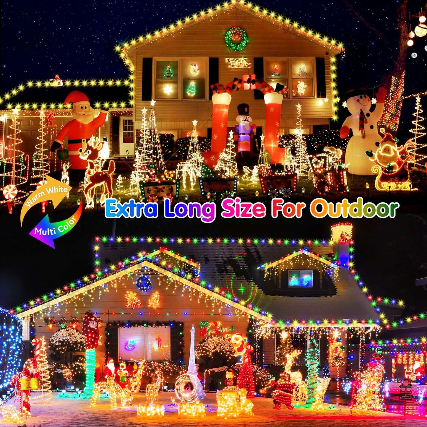 Heceltt Outdoor Christmas String Lights 403FT 1000LED 8 Modes Timer