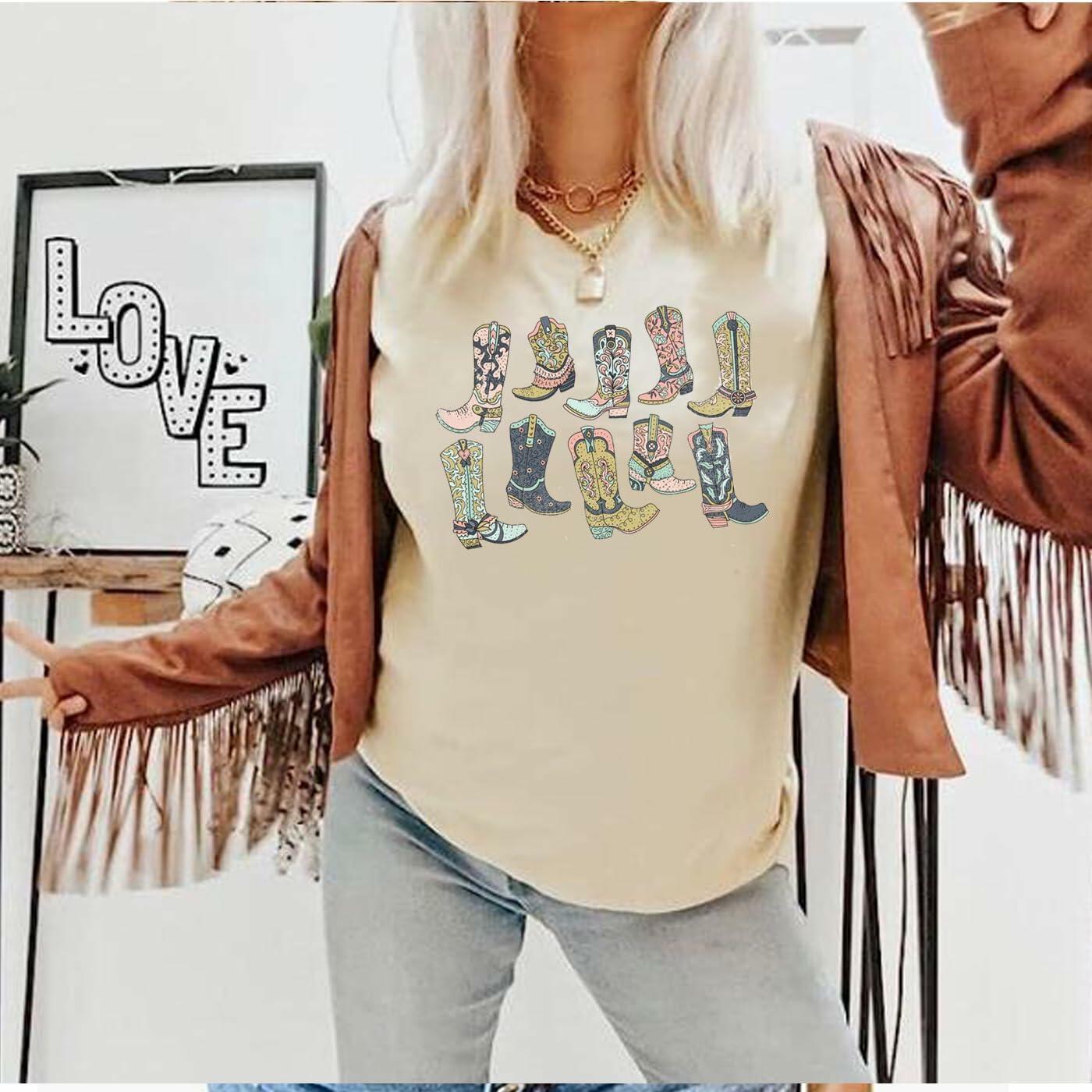 Cowboy Take Me Away Women's Western Vintage Graphic T-Shirt Beige Size L