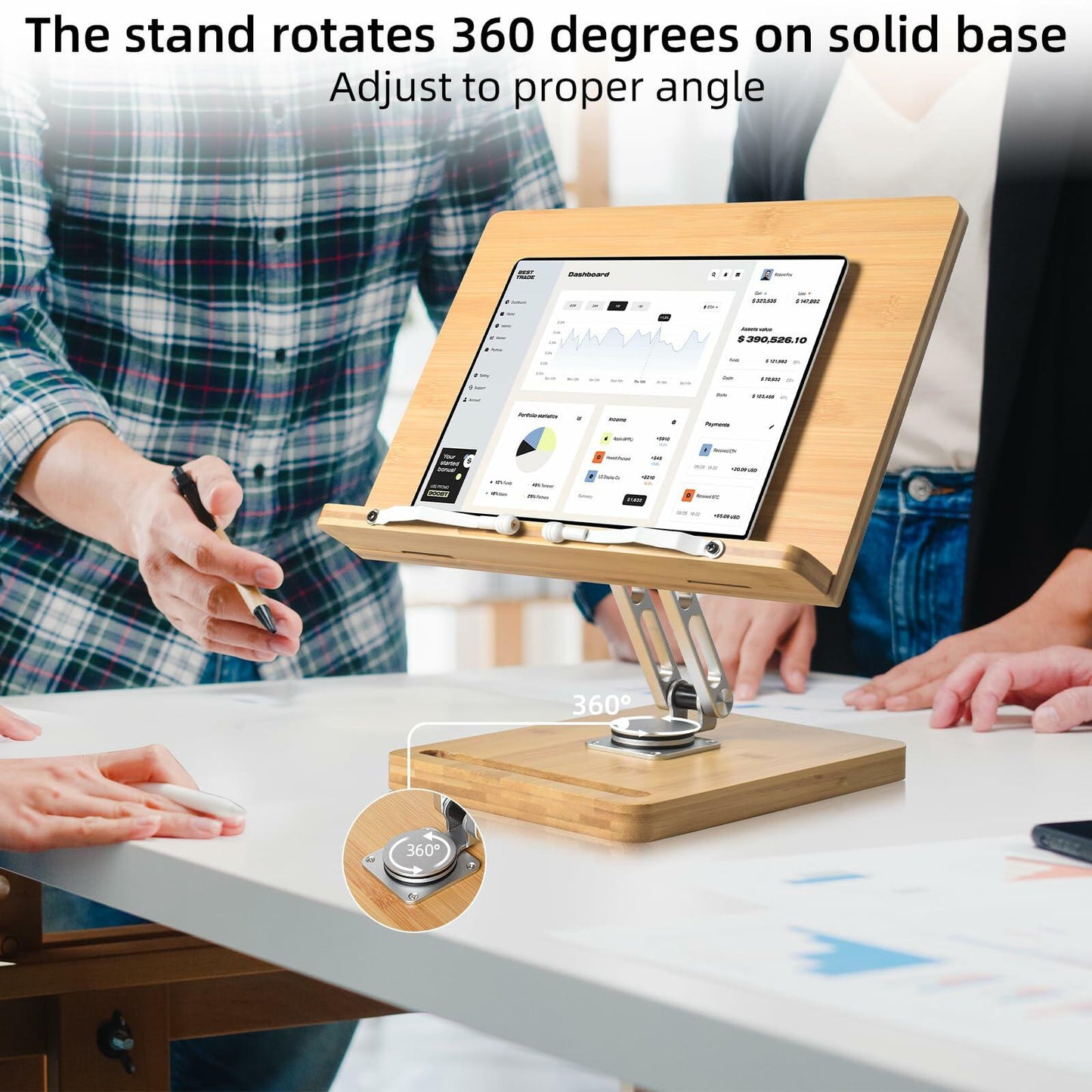 Crocqett Large Foldable Book Stand 13.38x9.4in Clear with Phone Slot