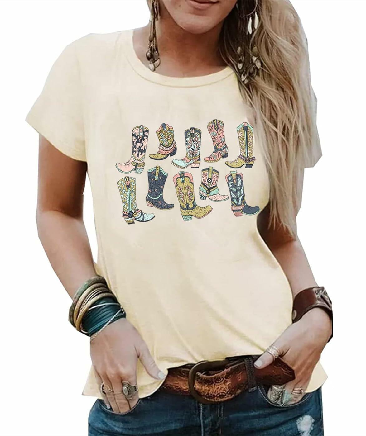 Cowboy Take Me Away Women's Western Vintage Graphic T-Shirt Beige Size L