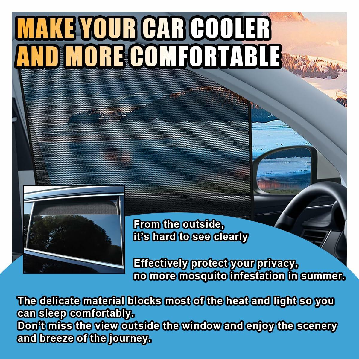 Car Side Window Sun Shade Magnetic Blackout Curtain UV Protection 2pcs
