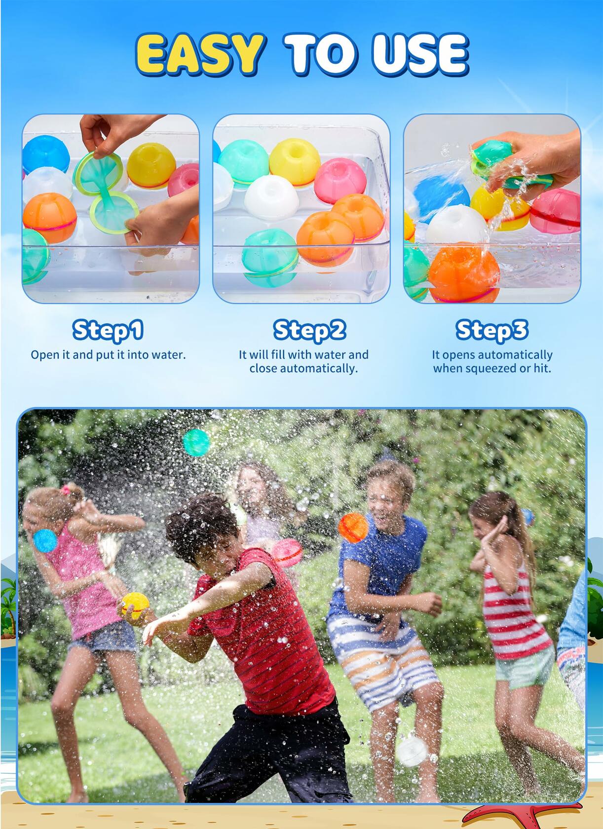 12 PCS Reusable Magnetic Water Balloons Silicone Donut Shape