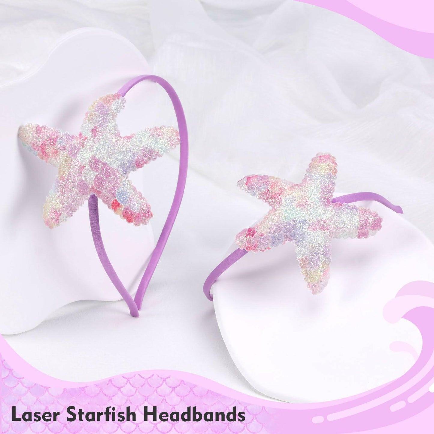 Geosoo Starfish Laser Mermaid Hair Band Lavender Glitter Hair Accessory