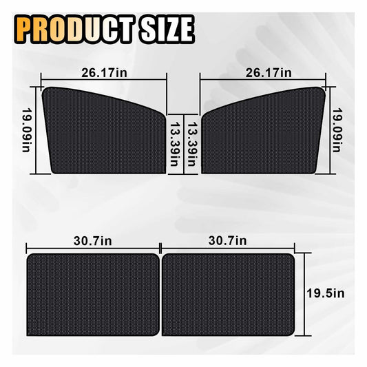 Car Side Window Sun Shade Magnetic Blackout Curtain UV Protection 2pcs
