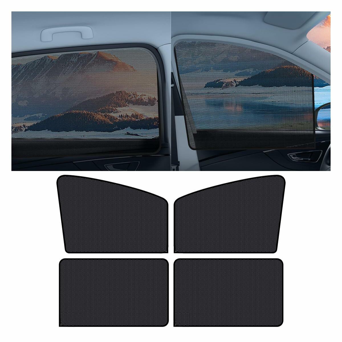 Car Side Window Sun Shade Magnetic Blackout Curtain UV Protection 2pcs