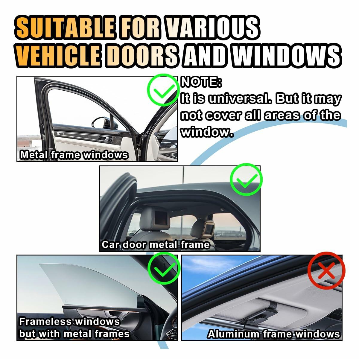 Car Side Window Sun Shade Magnetic Blackout Curtain UV Protection 2pcs