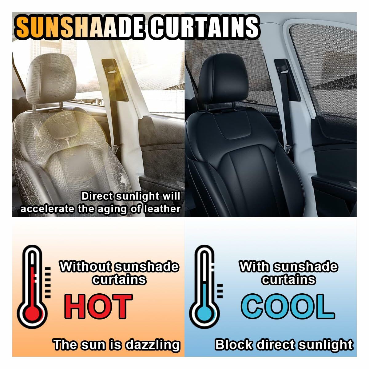 Car Side Window Sun Shade Magnetic Blackout Curtain UV Protection 2pcs
