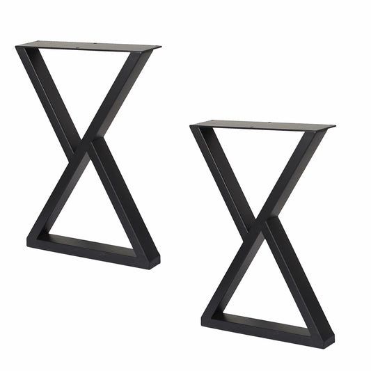 Herkii Heavy Duty Metal Table Legs 16" H x 11" W Black Set of 2