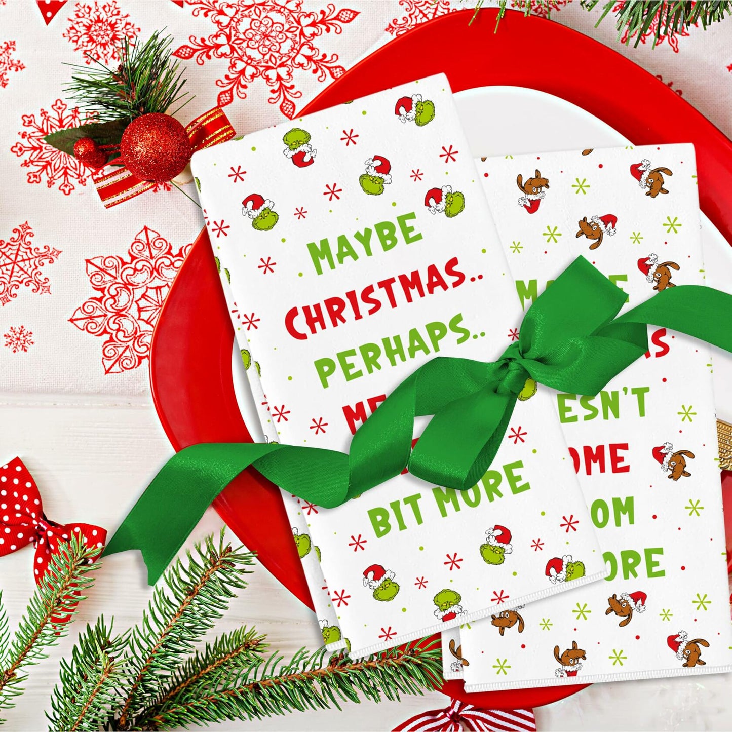 Funny Christmas Towels 2 Pack Absorbent Kitchen Bathroom White Elephant Gifts
