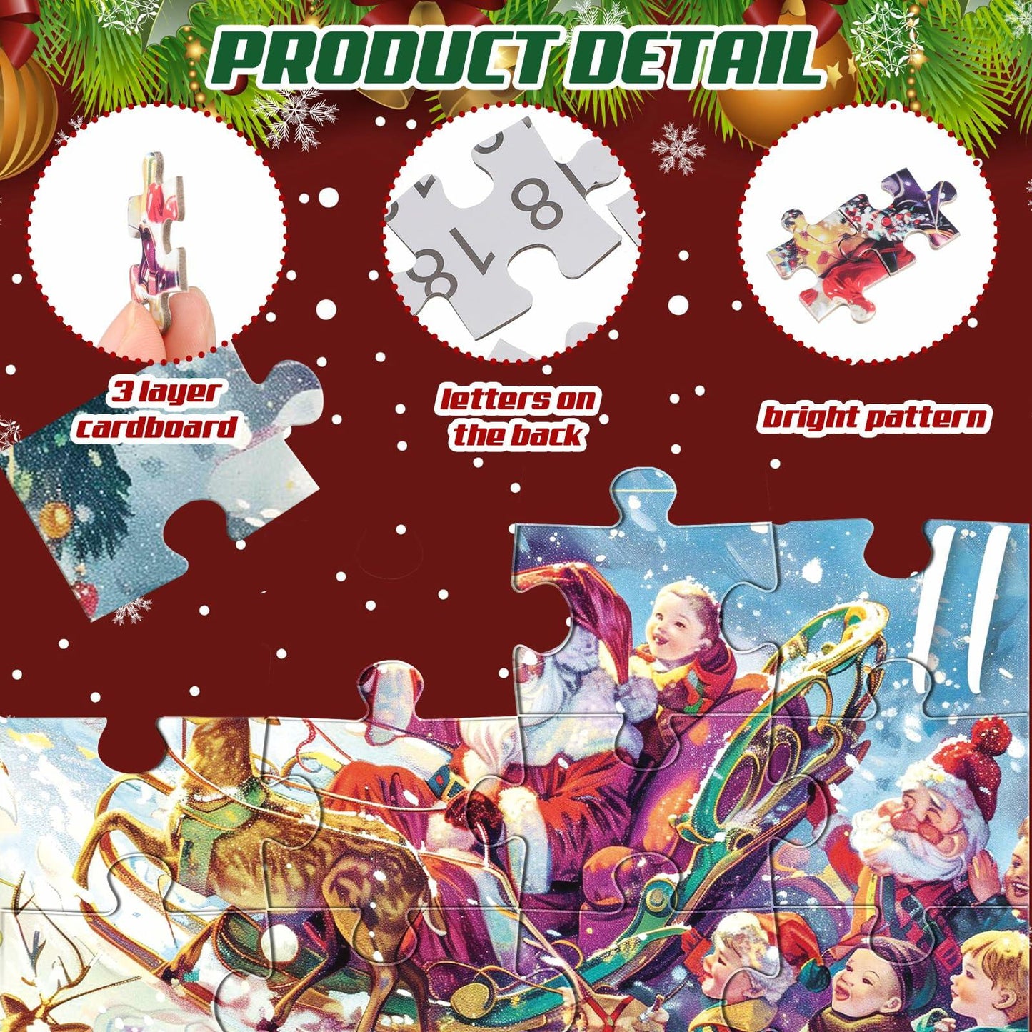 WinnerWhy Advent Calendar 2024 Vintage Christmas Jigsaw Puzzle 1000pcs