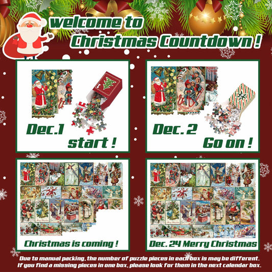 WinnerWhy Advent Calendar 2024 Vintage Christmas Jigsaw Puzzle 1000pcs